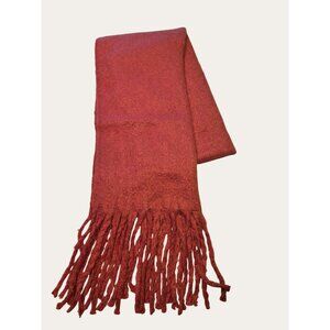 Oversized Chunky Winter Scarf with Fringe, Cozy Blanket-Style Wrap